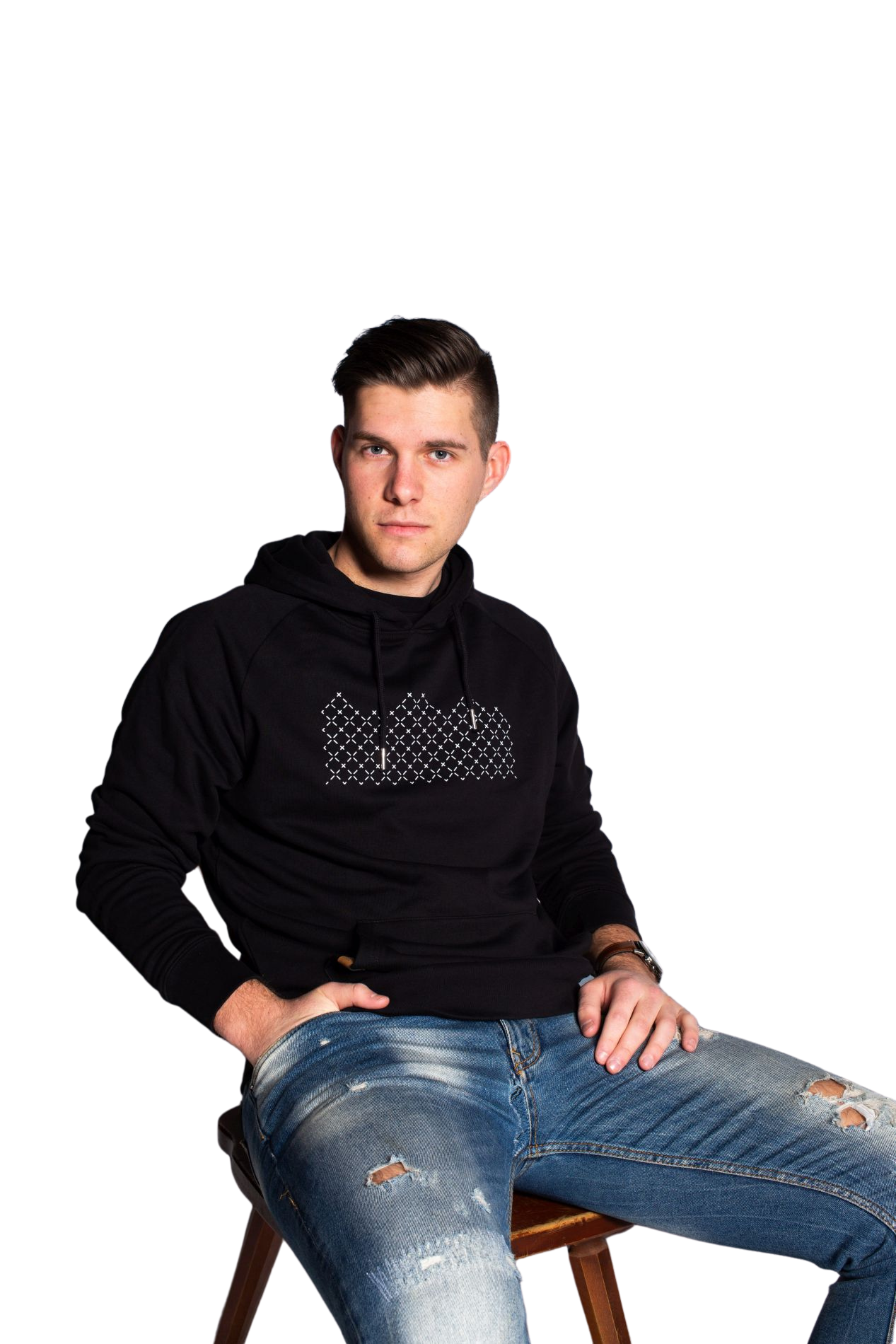 Hoodie (Mountain) black / white