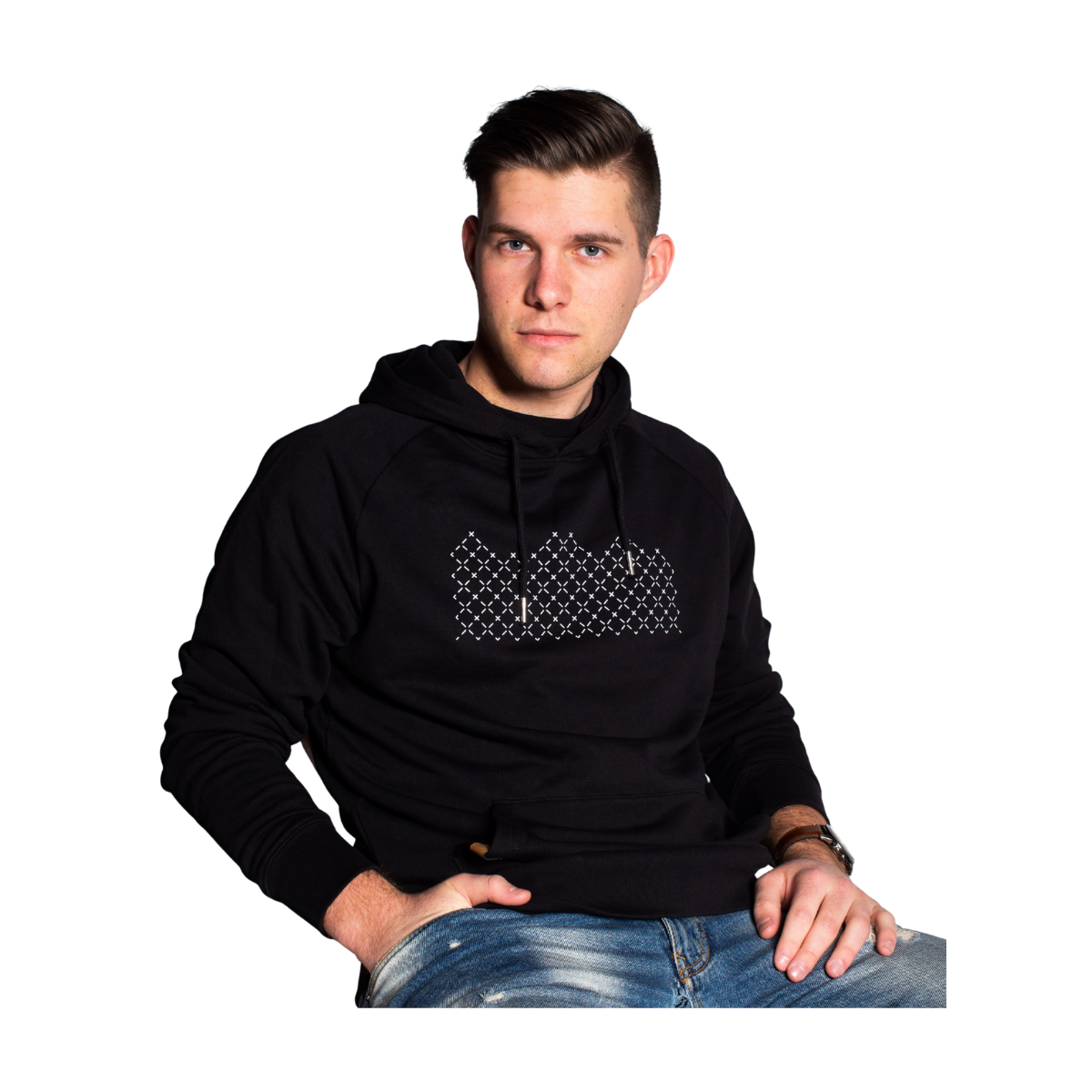 Hoodie (Mountain) - Black / White