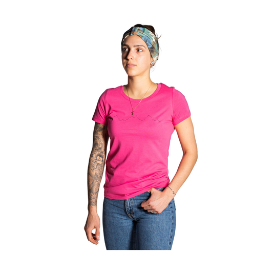 T-Shirt (Mountain) - Pink / Black
