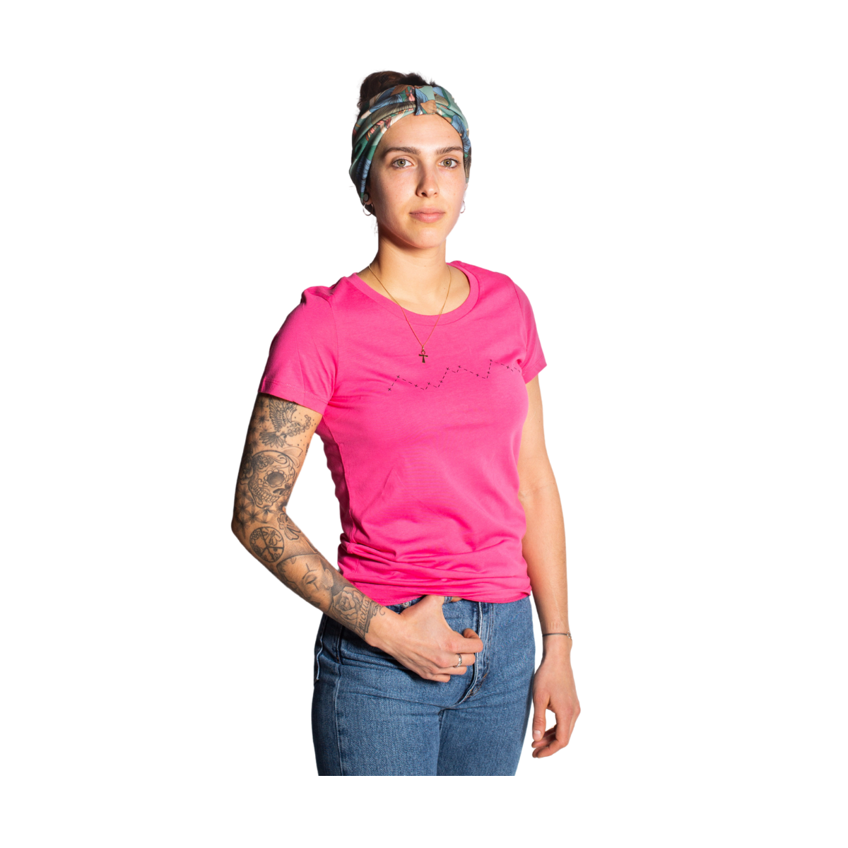 T-Shirt (Mountain) - Pink / Black